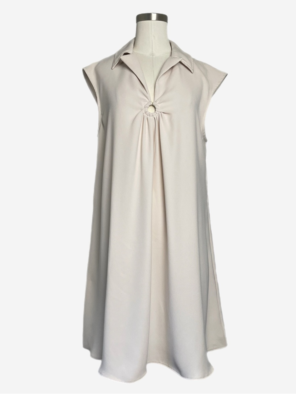 Trina Turk Ecru Bird Dress resort lightweight preppy summer sophisticated L